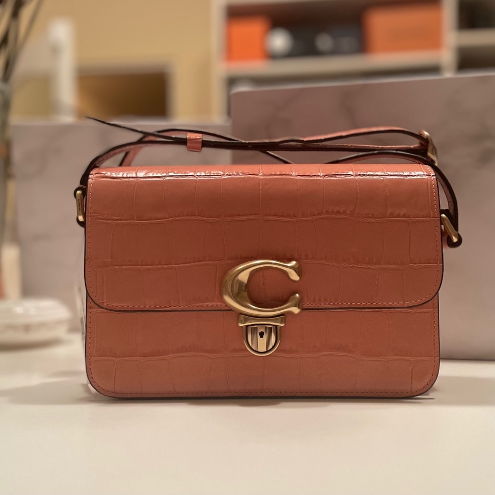 New Croc Effect Coach Studio Shoulder Bag